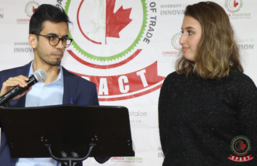 Sameer Zuberi, Diversity and Engagement Officer at McGill University's Faculty of Medicine, Lina Bensaidane, the first recipient of the Centre Islamique de Quebec Memorial Award — at Dera Restaurant.