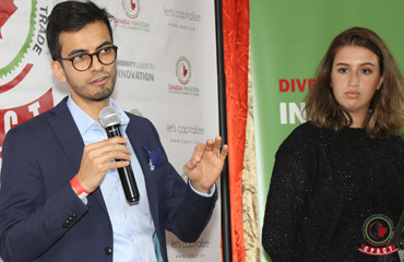 Sameer Zuberi, Diversity and Engagement Officer at McGill University's Faculty of Medicine, Lina Bensaidane, the first recipient of the Centre Islamique de Quebec Memorial Award — at Dera Restaurant.